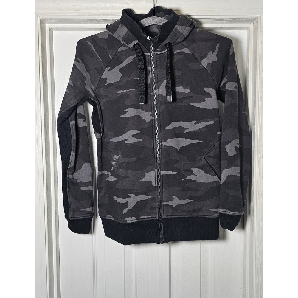 Athleta Hoodie Womens Small Gray Camo Triumph Full Zip Sweatshirt Jacket